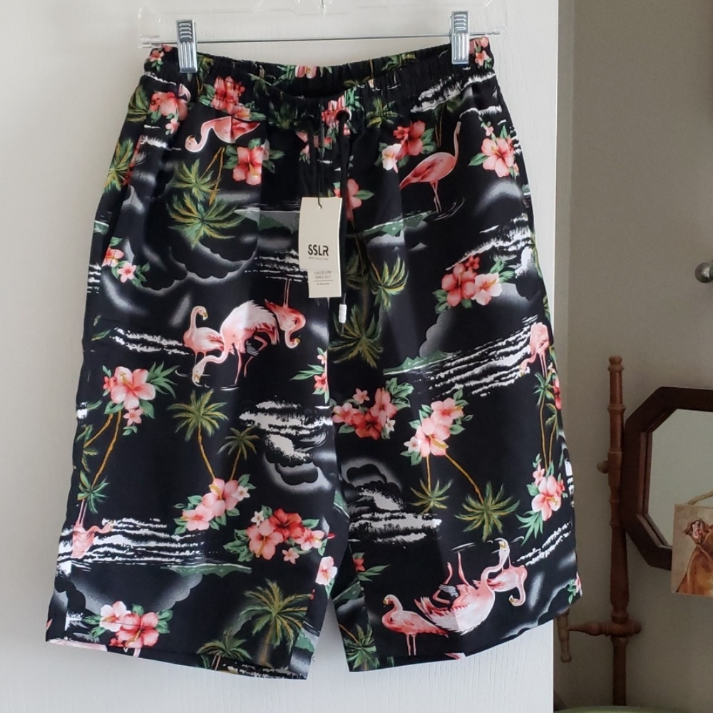 NWT SSLR Flamingo Tropical Shorts Size XXL